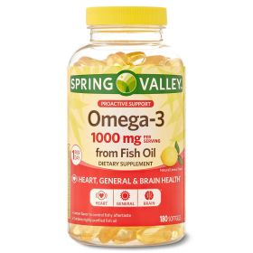 Spring Valley Omega-3 Fish Oil Soft Gels;  1000 mg;  180 Count