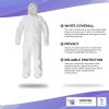 5 Pack Hazmat Suits 5X-Large. Unisex Disposable Coveralls. 60 gsm Microporous Protective Suitswith Attached Hood; Boots; Zipper Front; Elastic Wrists.