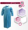 Disposable Gowns XX-Large. Pack of 10 Blue Lab Coat Men 40 gsm Polypropylene Polyethylene Surgical Gowns with Collar; Loop Fastener; Long Sleeves; Ela