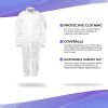 Disposable Coverall. White Hazmat Suit 3X-Large. 30 gsm Polypropylene Paint Suit Disposable Protective Suit with Zipper Front Entry; Elastic Wrists; E