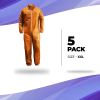 Hazmat Suits Disposable Coveralls XX-Large. Pack of 5 Orange Non Hooded Coveralls for Men and Women. Polypropylene Polyethylene 40 GSM Paint Suit Cove