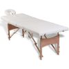 Cream White Foldable Massage Table 4 Zones with Wooden Frame