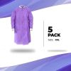 Disposable Lab Coats. Pack of 5 Purple SMS Lab Coats XX-Large. 45 GSM Unisex Lab Coats with Hook and Loop Front; Long Sleeves; Knit Cuffs; 3 Pockets.